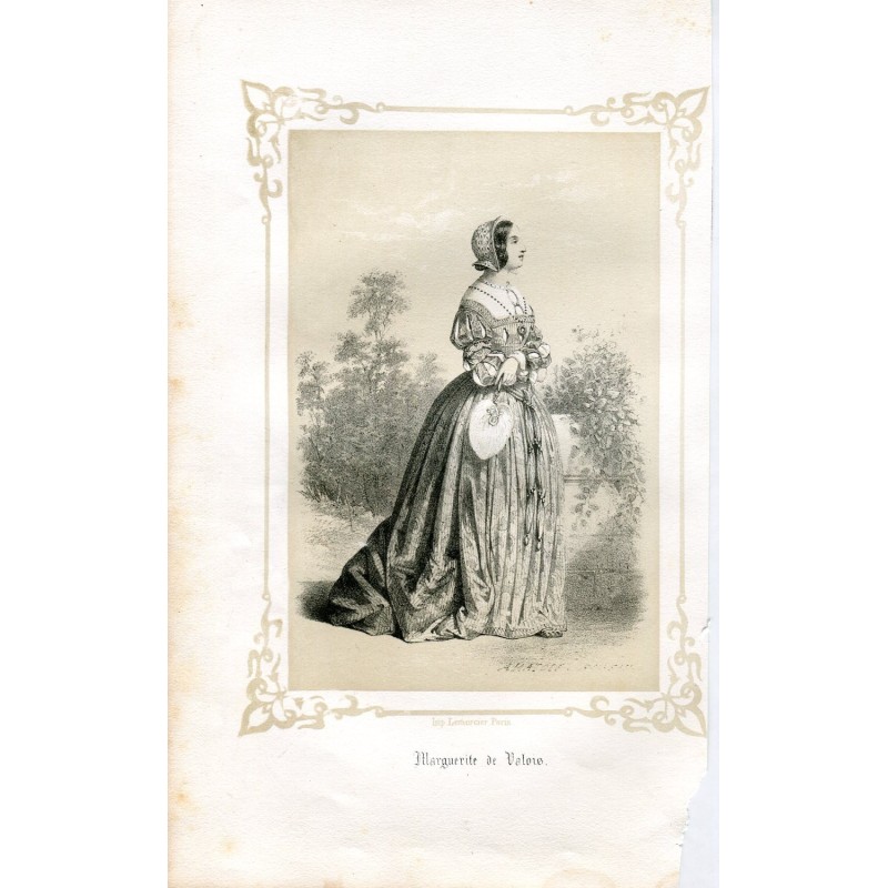 Marguerite de Valois gravure lithographique, 1856