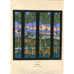 Incisione su vetro colorato di Theophile Laumonnerie