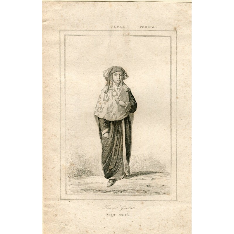 Perse. Femme Guèbre. Gravure 1860