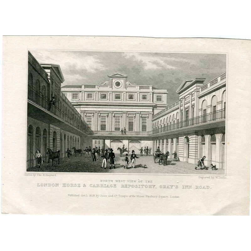 Londoner Pferde- und Kutschenlager, Gray's Inn Road. 1828.