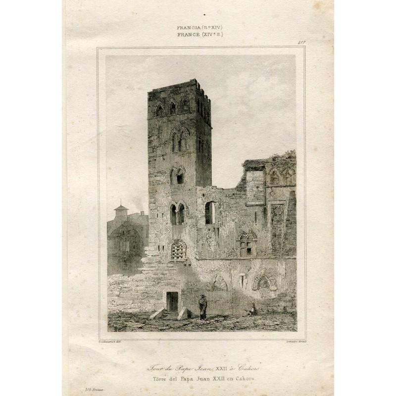 Tour du Pape Jean XXII nach Cahors, aufgezeichnet von Lemaitre