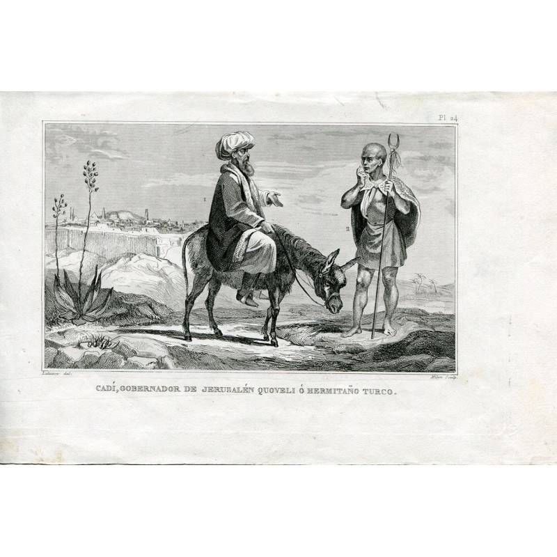 Quoveli or Turkish Hermit, Governor of Jerusalem, engraved by Milen, drawn by Lalaisse