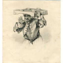 L'Homme aux tartes, gravure de J. Moore d'après une œuvre de William Hogarth