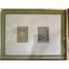 Antique Japanese school miniatures with writing framed together