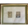 Antique Japanese school miniatures with writing framed together