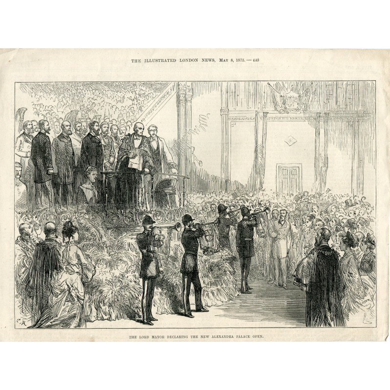 Der Oberbürgermeister eröffnet den New Alexandra Palace, Kupferstich von 1875.