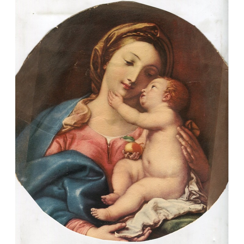 Colored lithograph of Virgin and Child