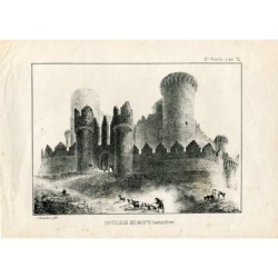 Château de Belmonte (Castilla la Nueva), gravure ancienne publiée par I. Monros and Co. 1877