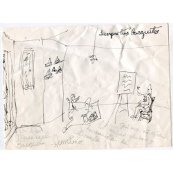 Ink drawing by Demetrio, a painter from Alicante, dedicated to Manuel Baeza