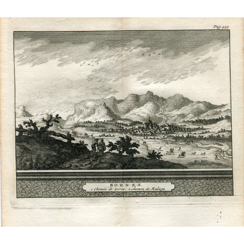 Cadix. Vue de Bornes, de la route de Jerez et de la route de Malaga. Van der Aa, 1707. Alvarez de Colmenar.