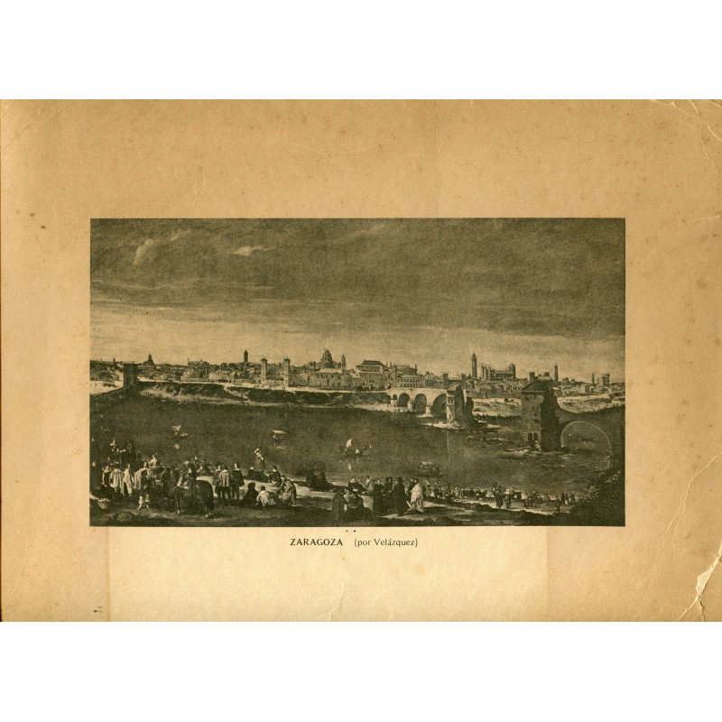 Zaragoza, an antique 19th-century print copy of Velazquez
