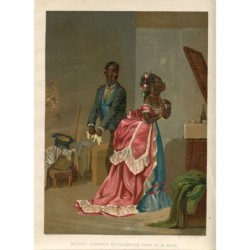 Schwarze machen sich bereit zum Tanz, Lithographie von Pujadas