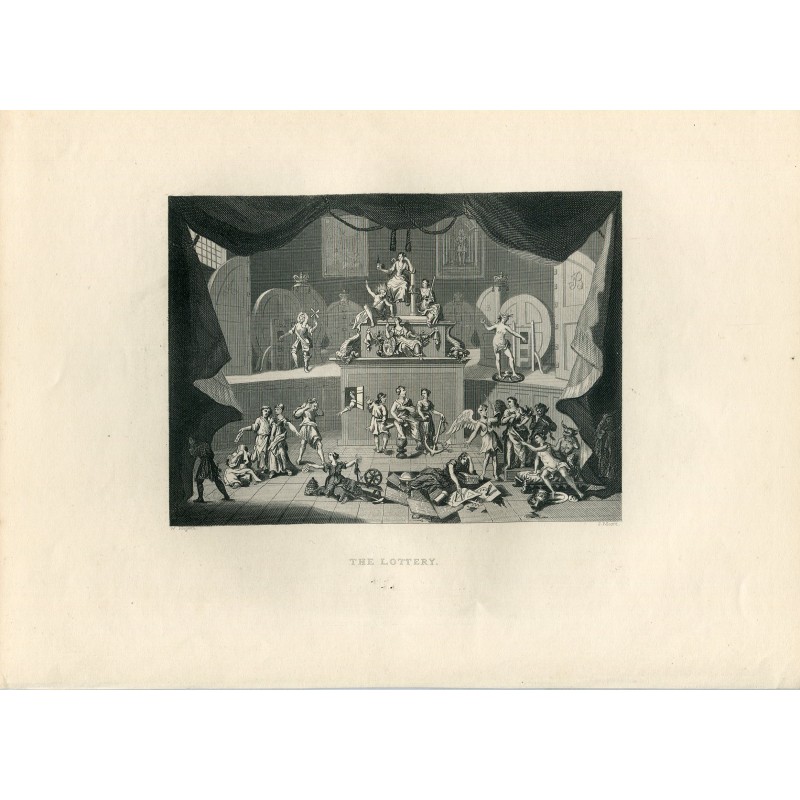 La Loterie gravée par J. Moore d'après un original de William Hogarth