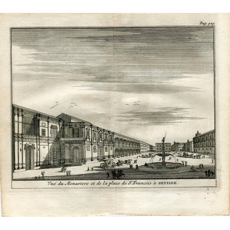 Séville. Vue du monastère et de la Plaza de San Francisco. Van der Aa. 1707. Álvarez de Colmenar.