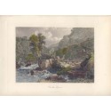 Río East Lyn (Lynmouth en Devon, Inglaterra) - Antiguo acero grabado - a partir de obra de S. Cook, c.1880