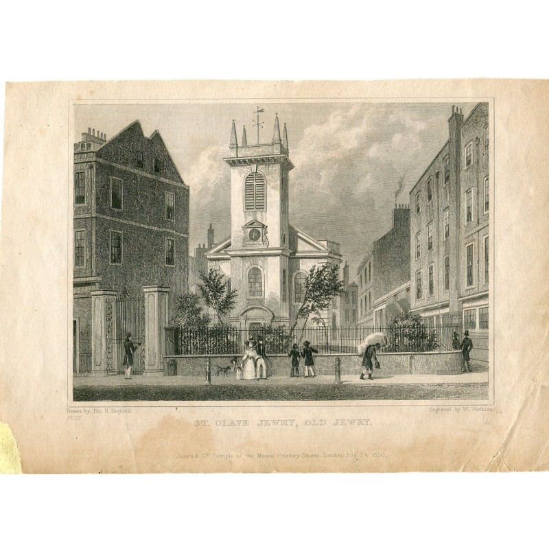 Ebraismo di St. Olave. Antica comunità ebraica incisa da W. Watkins.