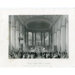 Angleterre. Chapelle catholique romaine, gravure de Moorfields
