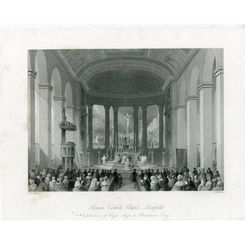 England. Roman Catholic Chapel, Moorfields engraving