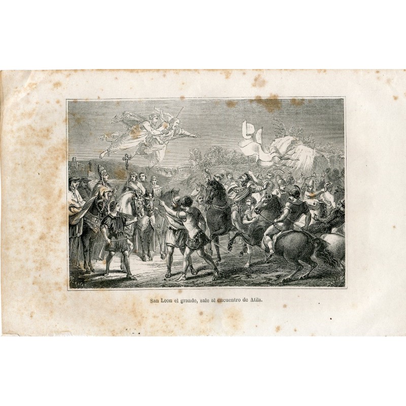 Saint Leo the Great goes out to meet Attila, engraving