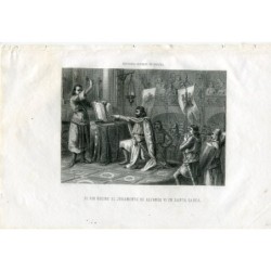 El Cid receives the oath of Alfonso VI in Santa Gadea, engraving