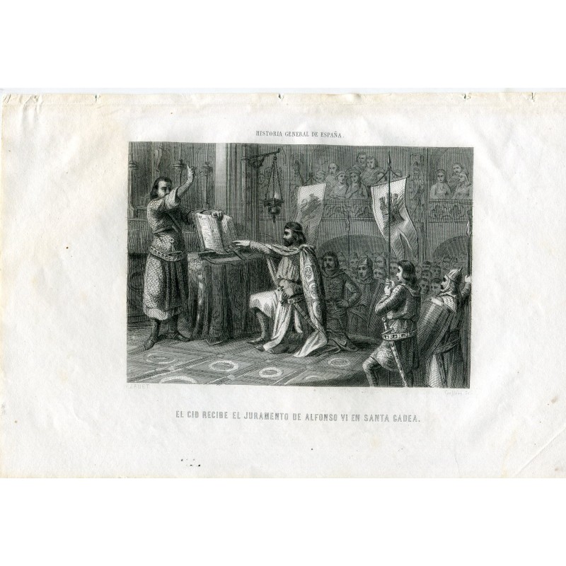 El Cid recibe el juramento de Alfonso VI en Santa Gadea grabado