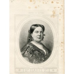 D. Isabel II incisione del XIX secolo dell'opera Re di Spagna