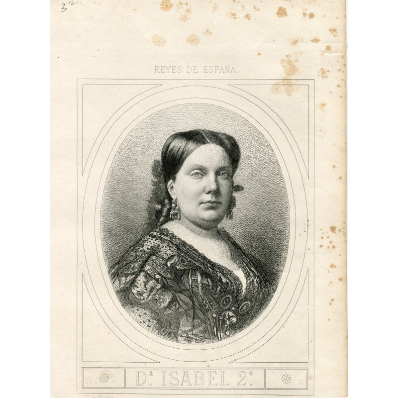 D. Isabel II incisione del XIX secolo dell'opera Re di Spagna