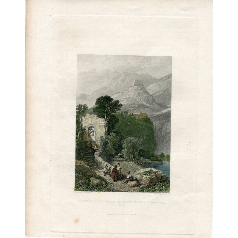 Couvent du Saint Cosimato, Tivoli, près de Rome gravé par JC Varrall