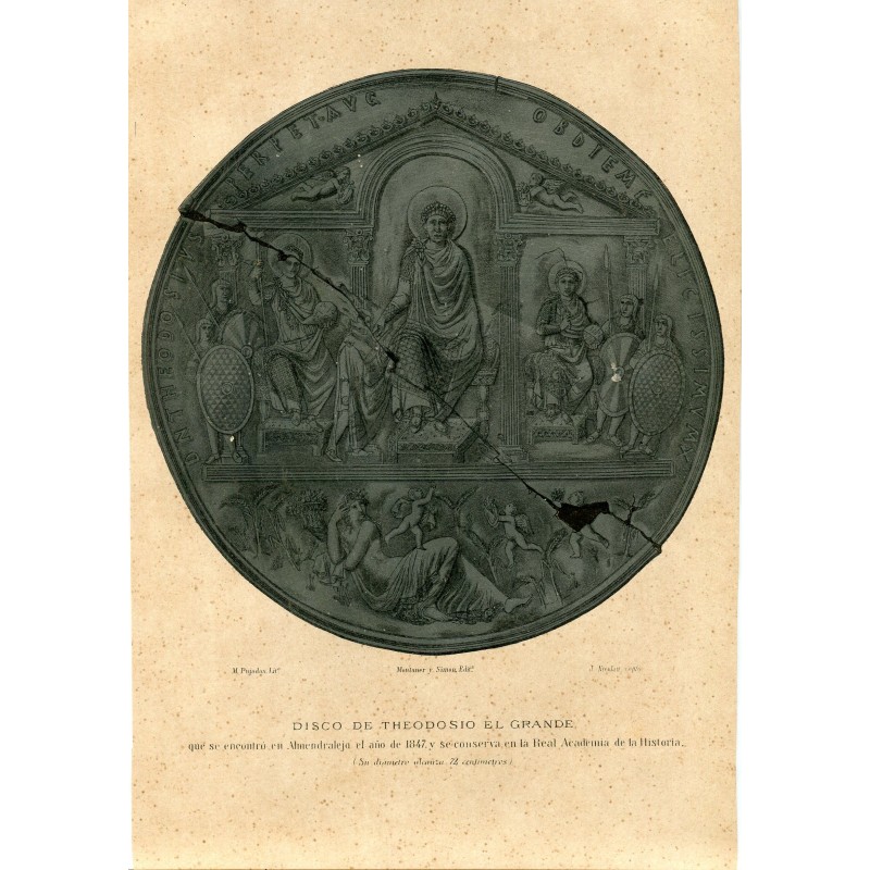 Diskus von Theodosius dem Großen, Lithographie von M. Pujadas
