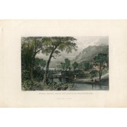 Rydal-Water vicino a Ivy Cottage, Westmorland, incisione di J. Sands, disegno di T. Allom