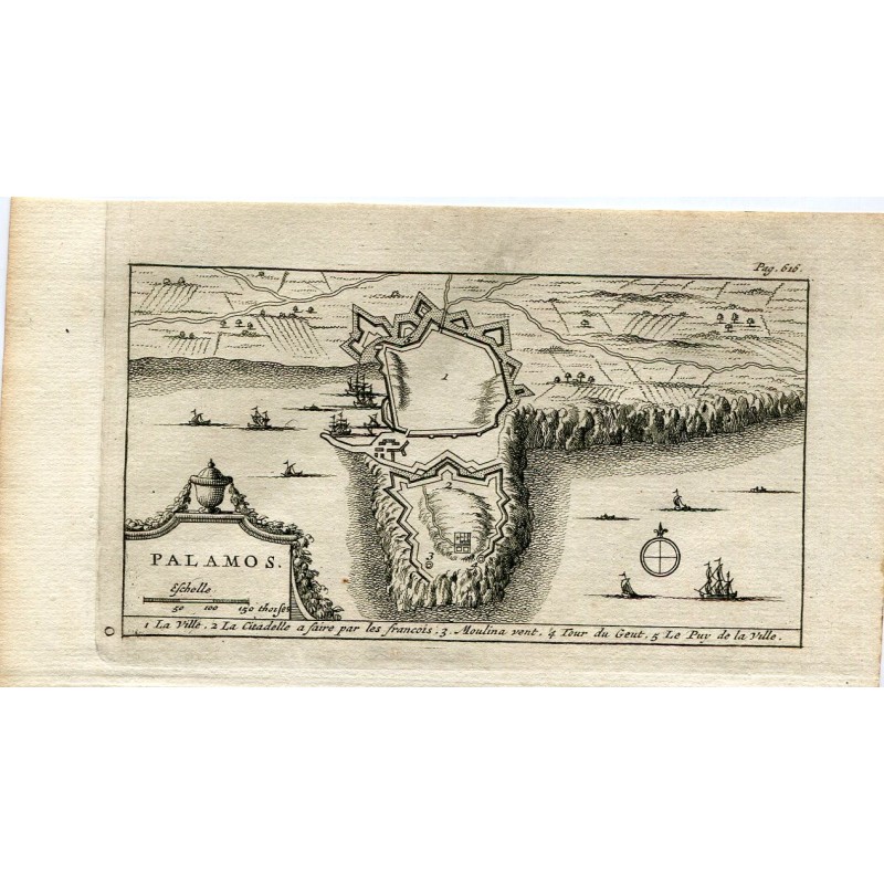 Pianta di Palamos, Girona (Spagna) nel 1707 - Van der Aa