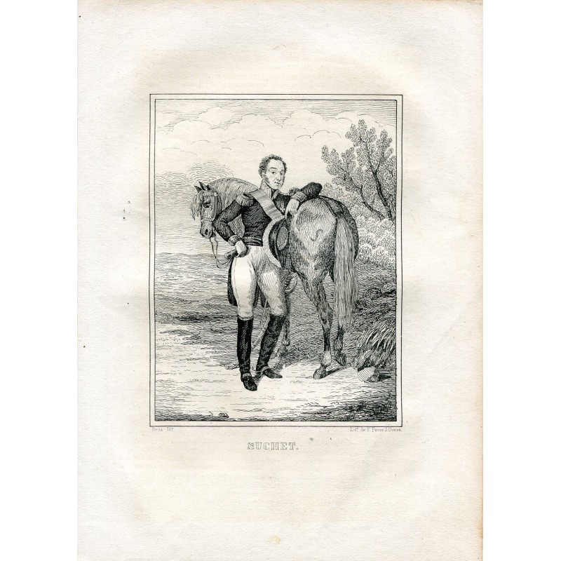 Luis Gabriel Suchet, politician and military man. Lithograph by Perez and Donon.