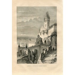 Allemagne. Château de Cobourg, Thuringe. Gravure sur bois