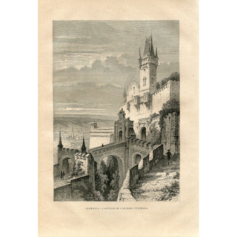 Germania. Castello di Coburgo, Turingia. Xilografia