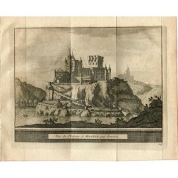 Der Alcazar von Segovia (Schloss von Segovia, Spanien) – Antiker Stahlstich – Pieter Van der Aa (Alvarez de Comenar). 1715.
