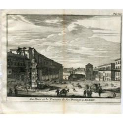 Santo Domingo fountain and square, Madrid, Spain in 1715 - Van der Aa