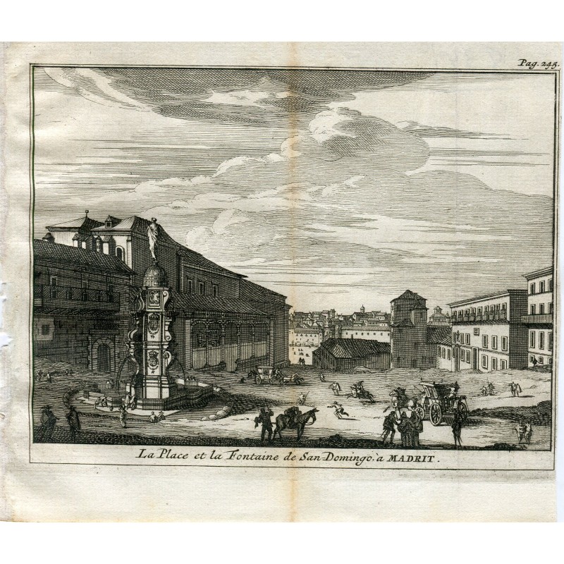 Santo Domingo-Brunnen und -Platz, Madrid, Spanien im Jahr 1715 - Van der Aa