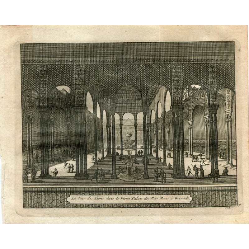 Der Löwenhof im Alhambra-Palast - Kupferstich von 1715 - Pieter Van der Aa