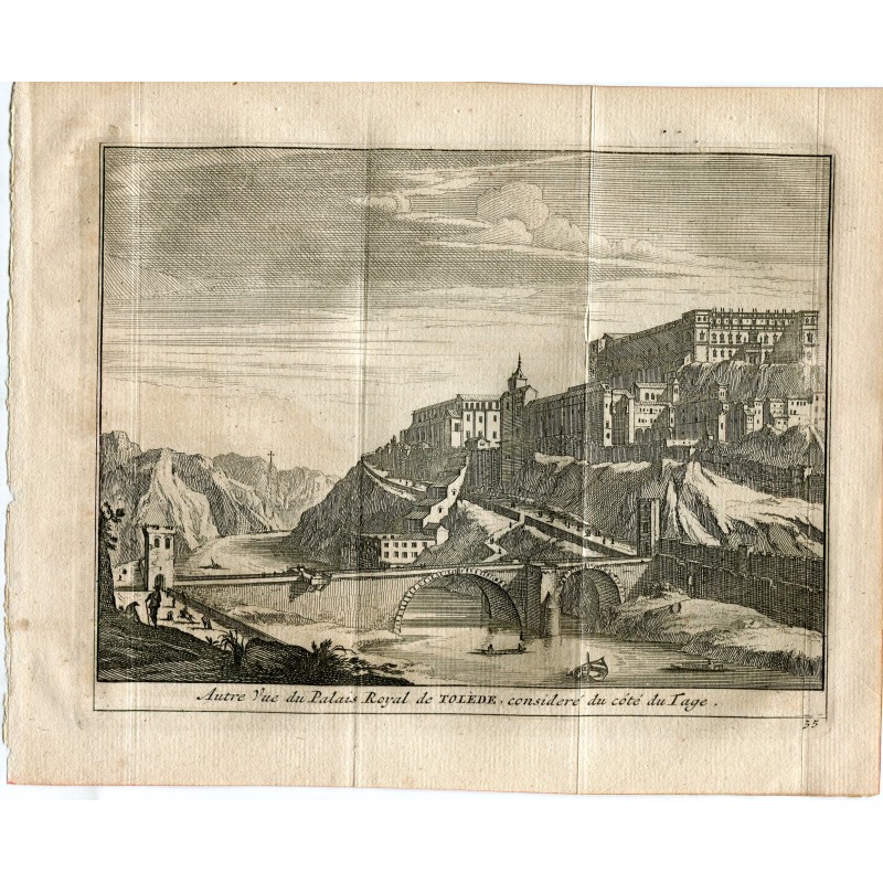 Espagne. Autre vue du palais royal de Tolède, 1715. Gravure de Vander Aa. Alvarez de Colmenar.