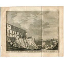 Spagna. Veduta di una facciata del Palazzo Reale di Toledo. 1715. Incisione di Vander Aa. Álvarez de Colmenar.