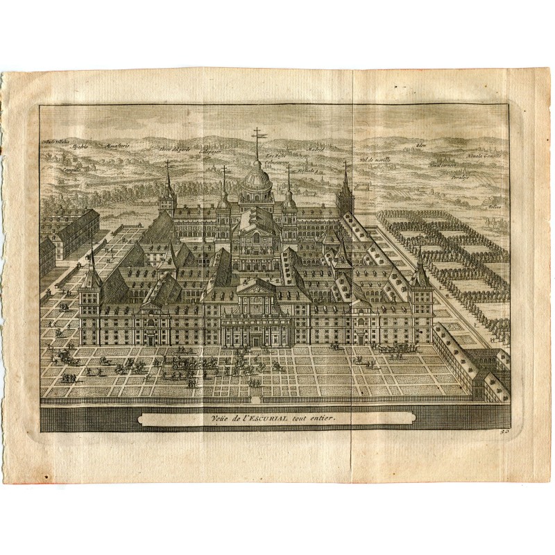 Ansicht des Palastes El Escorial (Spanien) - Pieter Van der Aa - Druck von 1715