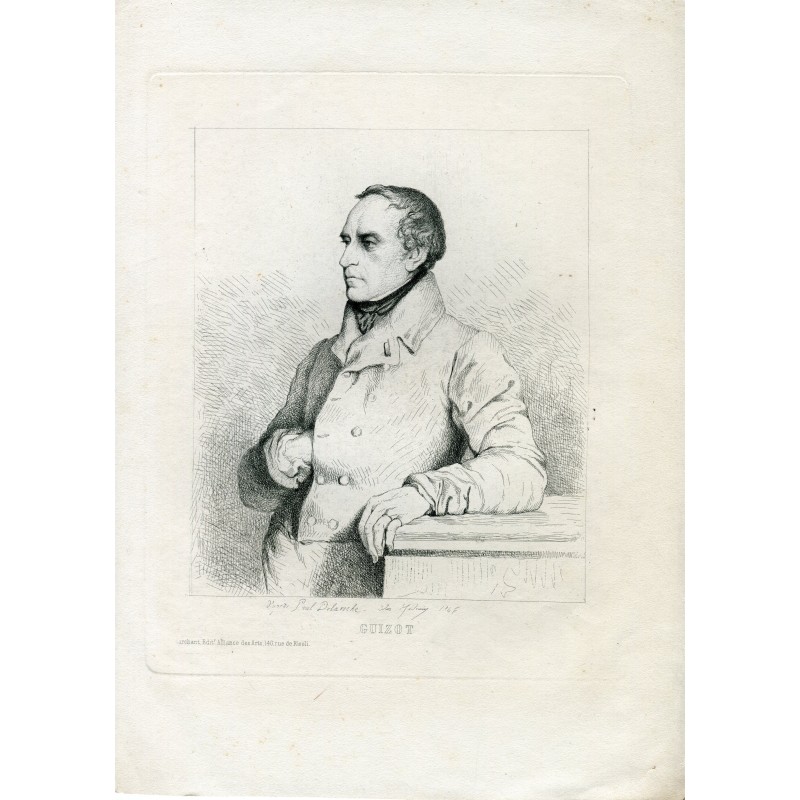 Guizot, French historian and politician, engraving published by Marchant from a drawing by Paul Delaroche