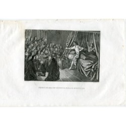 Peter II of Aragon and his wife Maria of Montpellier, engraved by P. Alabern