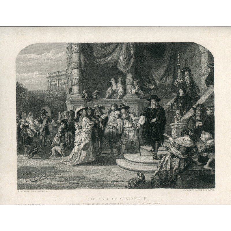 Der Fall von Clarendon. Kupferstich von Lepetit nach einem Werk von EM Ward