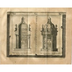 Vue intérieure et extérieure de la chapelle du grand Autel de l'Escurial gravée en 1815 par Vander Aa. Alvarez de Colmenar