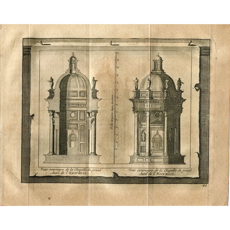 View interior and exterior of the chapelle of grand Autel de l' Escorial engraved in 1815 by Vander Aa. Alvarez de Colmenar