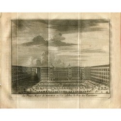 The Plaza Mayor of Madrid or the celebration of the Feast of the Taureux, engraved by Vander Aa. Alvarez de Colmenar