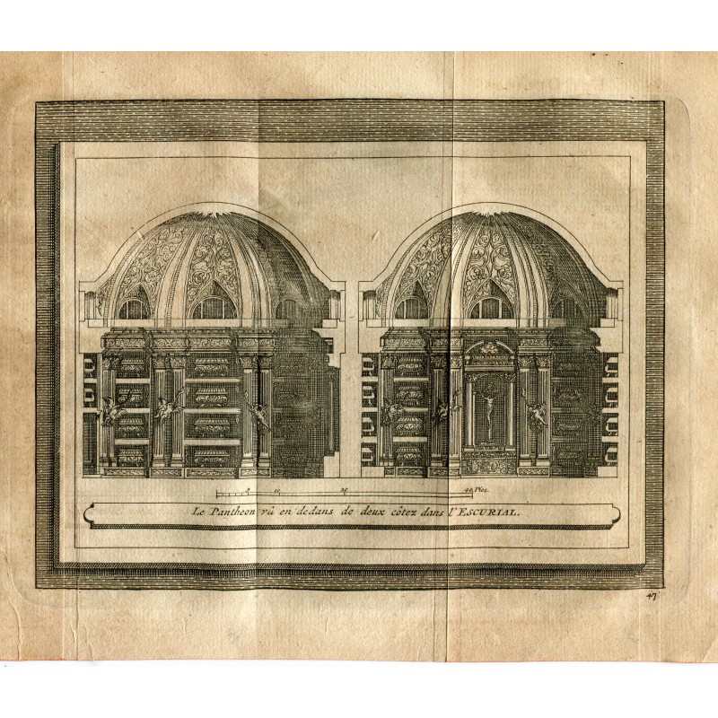 Le Panthéon vu en dedans de deux cotes dans l'Escorial gravé par Vander Aa 1715. A. De Colmenar.