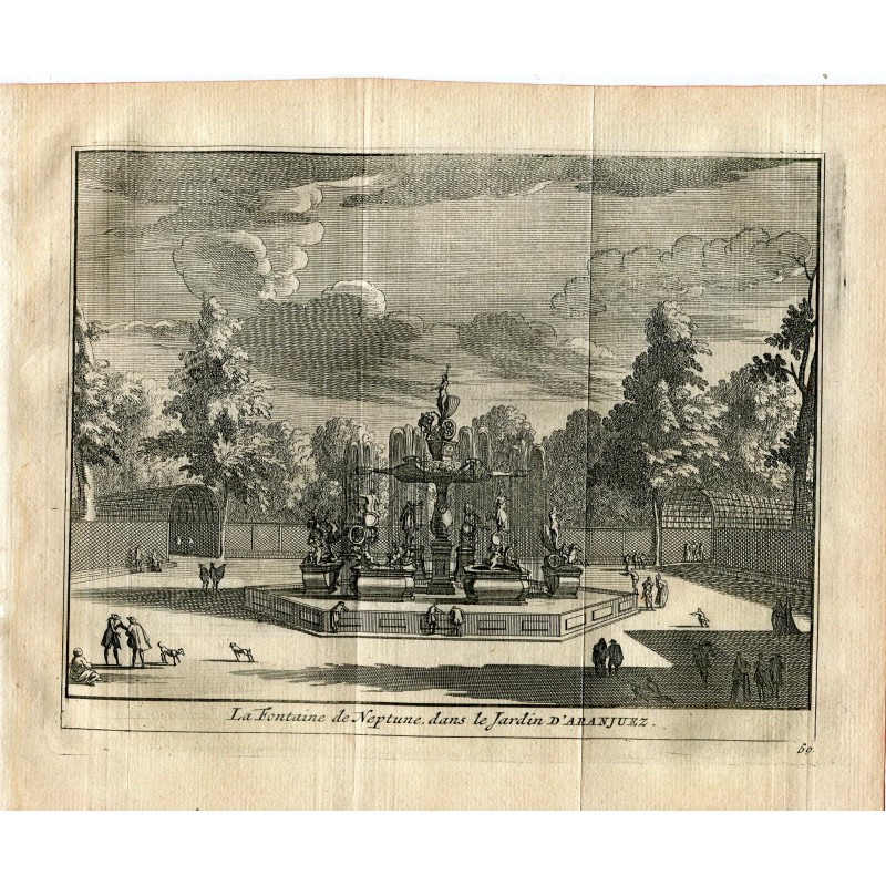 La Fontaine de Neptune dans le jardin d'Aranjuez gravée par Vander Aa 1715. A. De Colmenar.