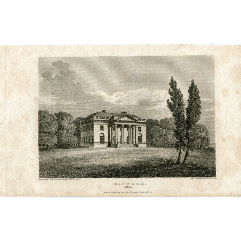 Angleterre. Wiltshire. Chilton Lodge, gravé par J. Greig d'après un dessin de R. W. Pilkington.